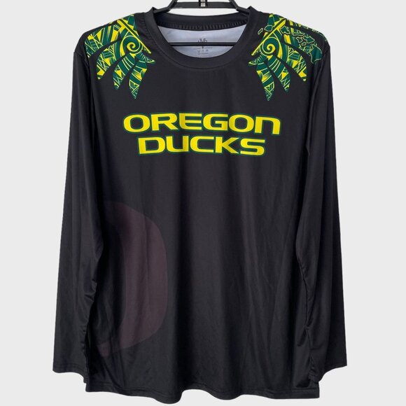 Oregon Ducks Football Long-Sleeve Men's Large Polynesian Print Athletic Stretch - Picture 1 of 11